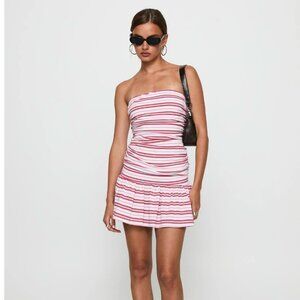 Juicie Strapless Mini Dress Pink / White Stripe